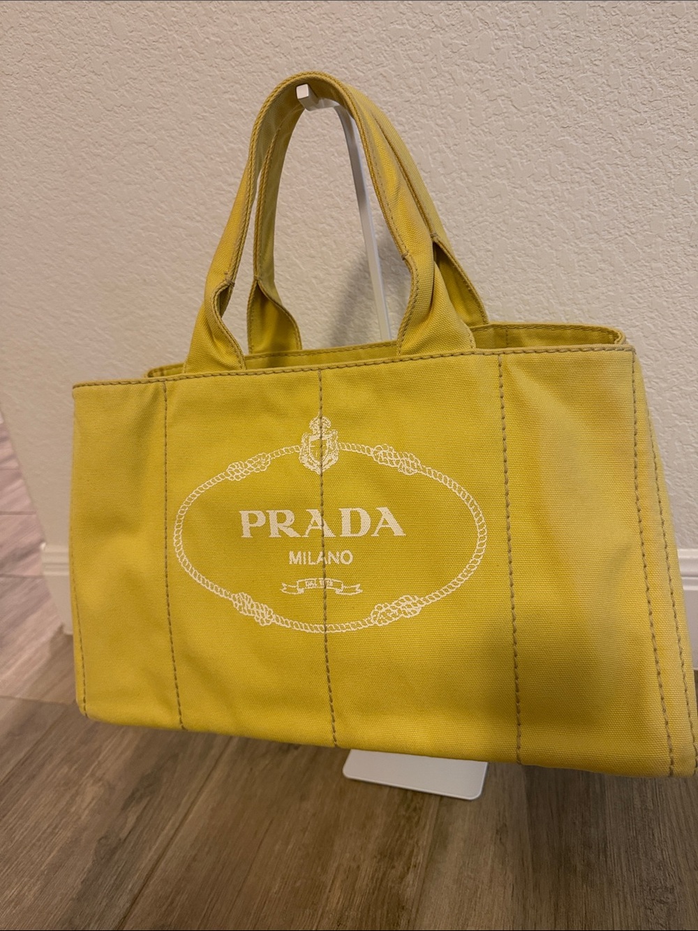 Prada Yellow Canapa Canvas Tote